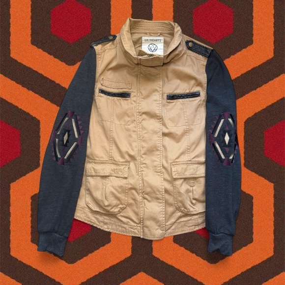 La Hearts Jackets & Blazers - LA Hearts by PACSUN VTG 00s Aztec Tribal Design Camel Utility JackeT — LARGE